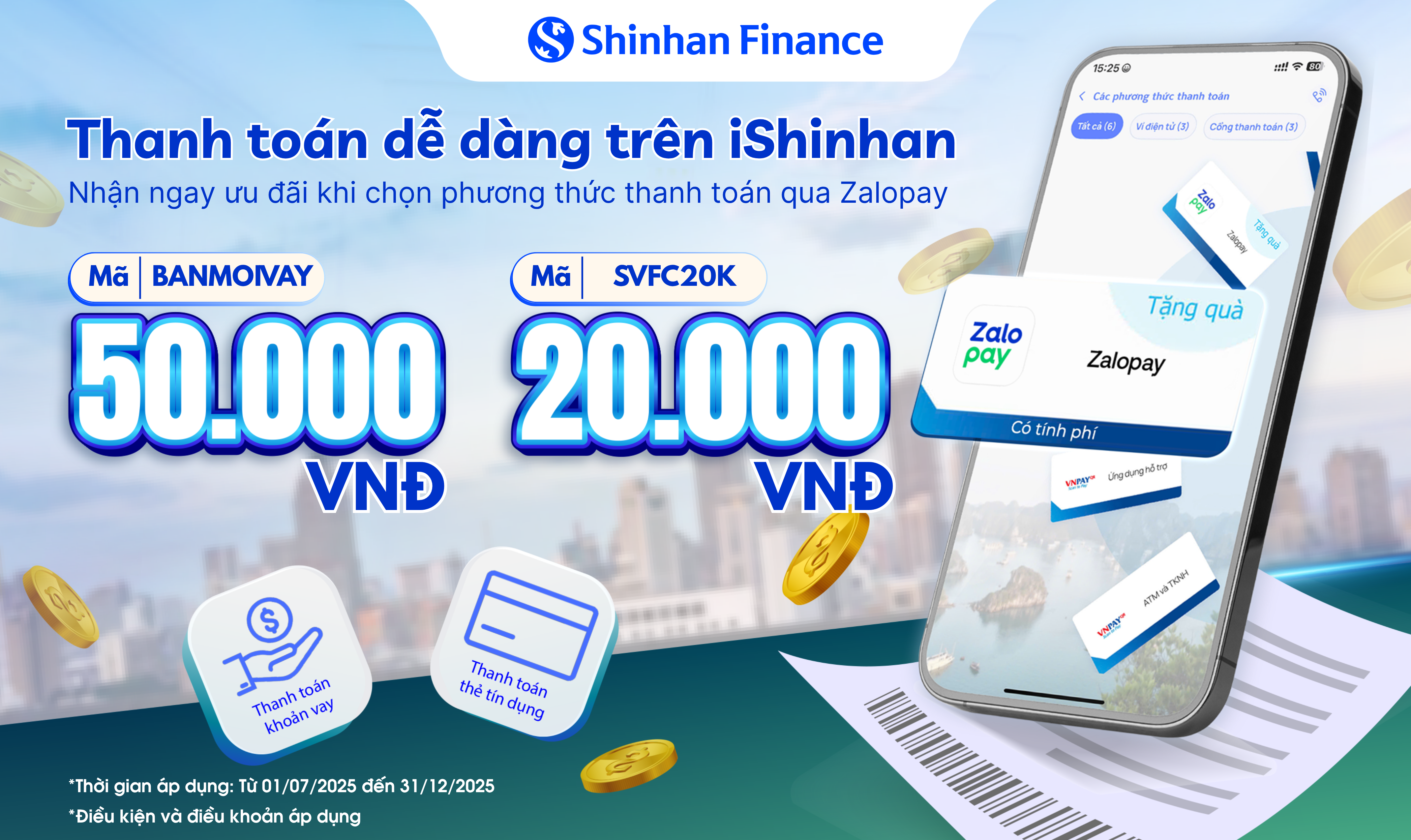 Thanh toán cùng iShinhan, nhận ưu đãi lên đến 50.000 VNĐ